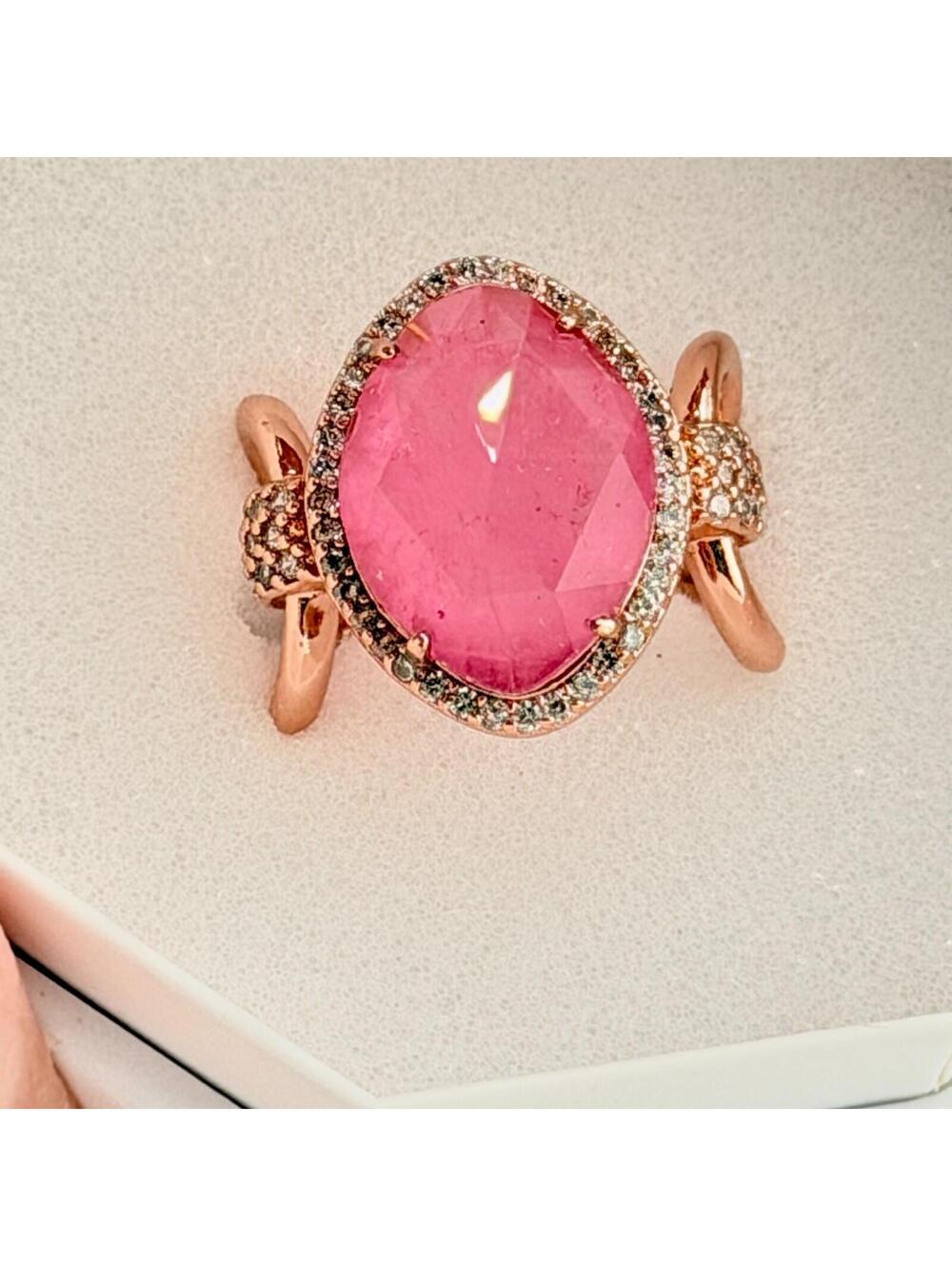 Bomb Party Resort Wear Ring Sz 6 "Waterstar Glam"  Pink Topaz on Rose Gold - Picture 9 of 9